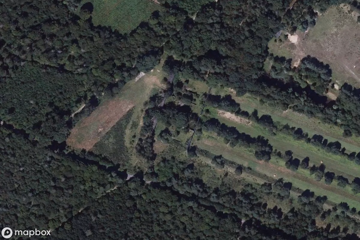 Aerial satellite view of Schießbahn, an abandoned in Rheinstetten, Germany