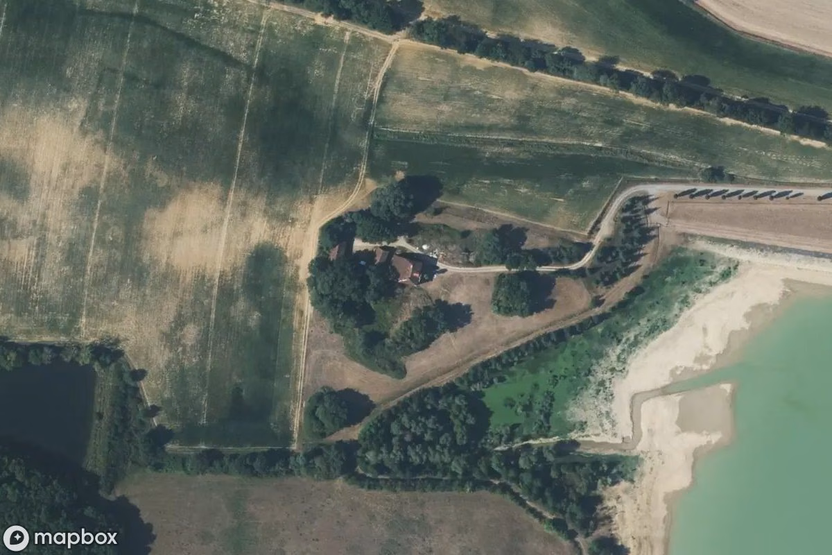 Aerial satellite view of Lost Place, an abandoned  in Peyrusse-Grande, France