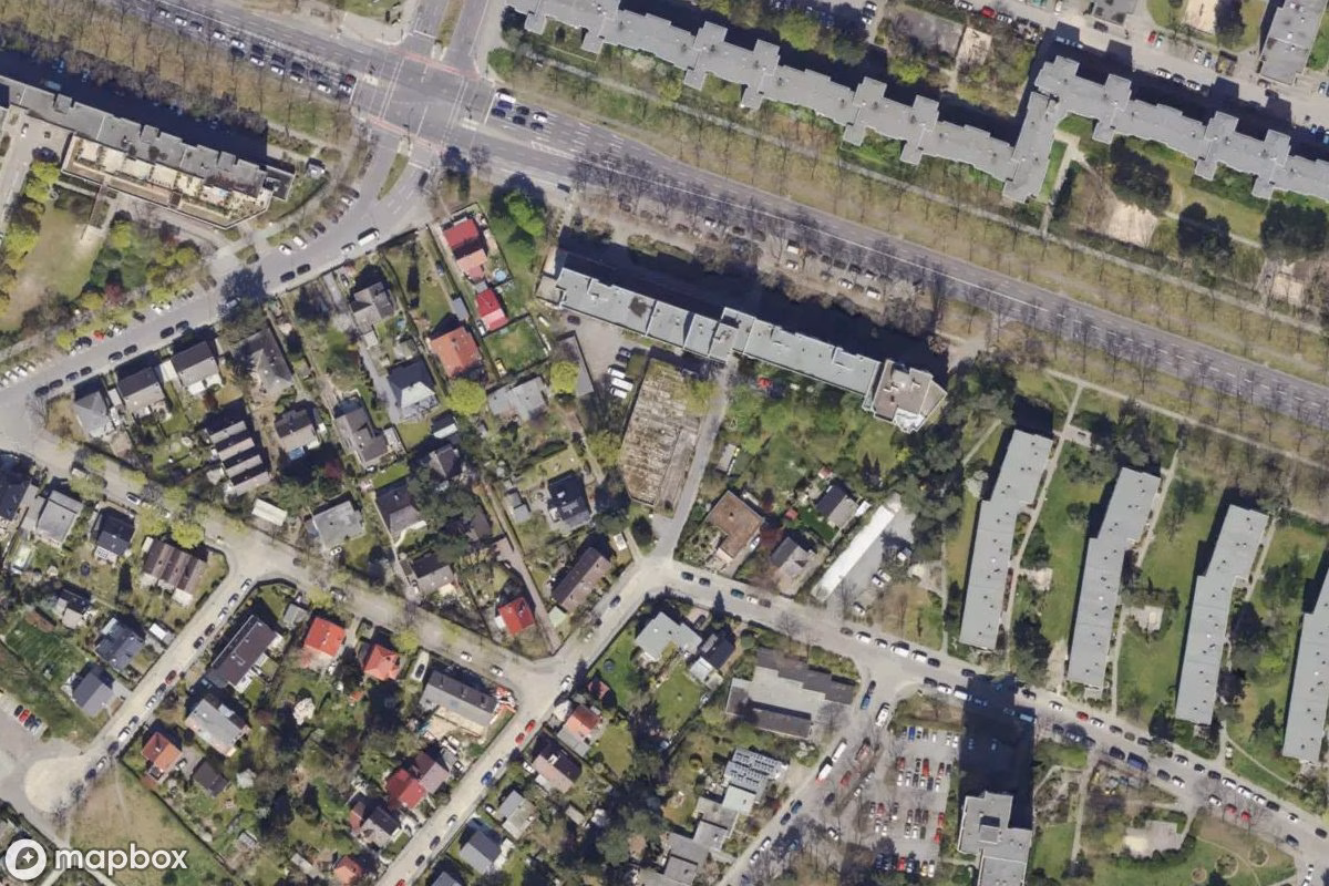 Aerial satellite view of Parkhaus, an abandoned  in Berlin, Germany
