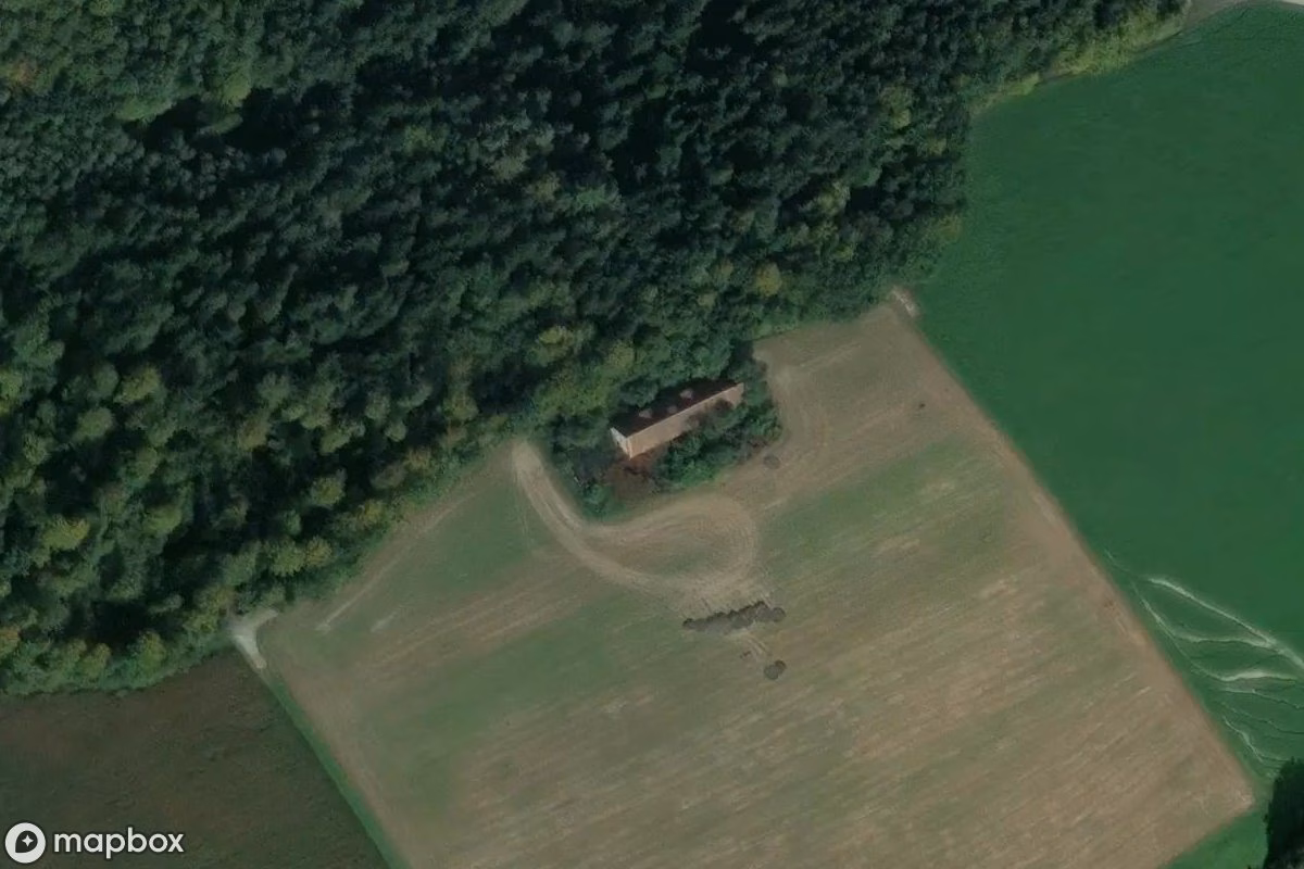 Aerial satellite view of Bauernhof, an abandoned Farm in Passau, Germany