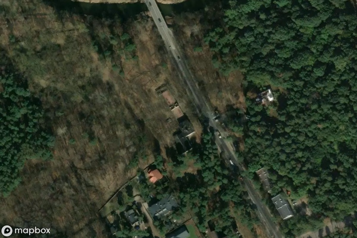 Aerial satellite view of Sanatorium Wedel, an abandoned Hospital in Otwock, Poland