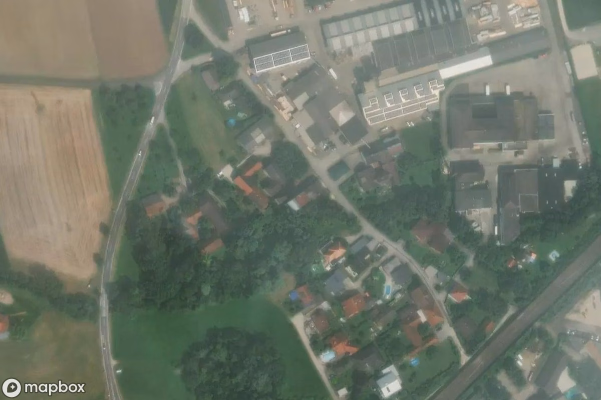 Aerial satellite view of Firma, an abandoned  in Schwanenstadt, Austria