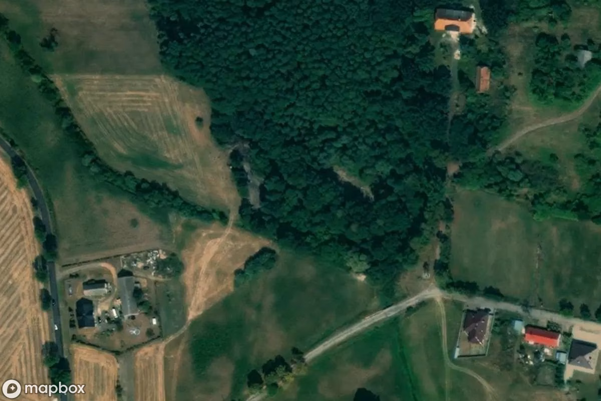 Satelitarny widok z lotu ptaka Schmiede Strarkówiec, opuszczone Fabryka w Starkówiec, Polska