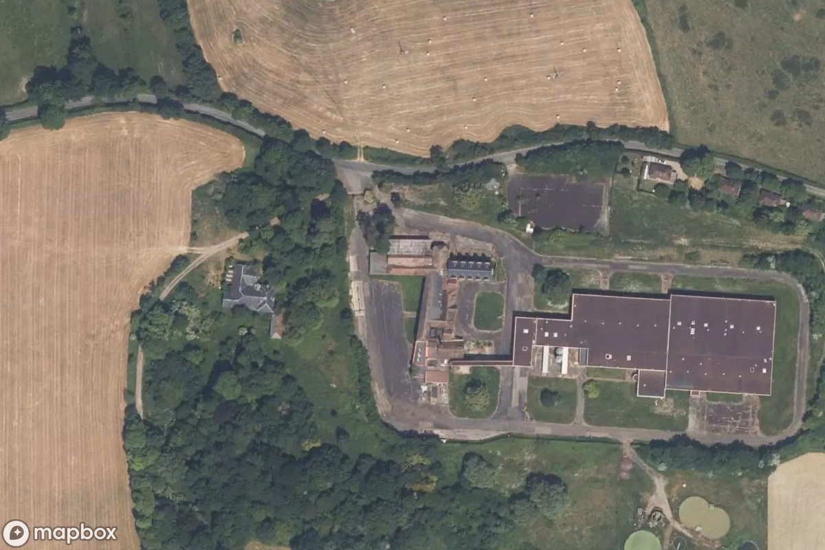 Aerial satellite view of Maxi Fromage, an abandoned Shop in Mézidon Vallée d'Auge, France