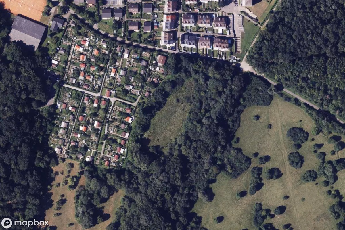 Aerial satellite view of Radrennbahn, an abandoned  in Pforzheim, Germany