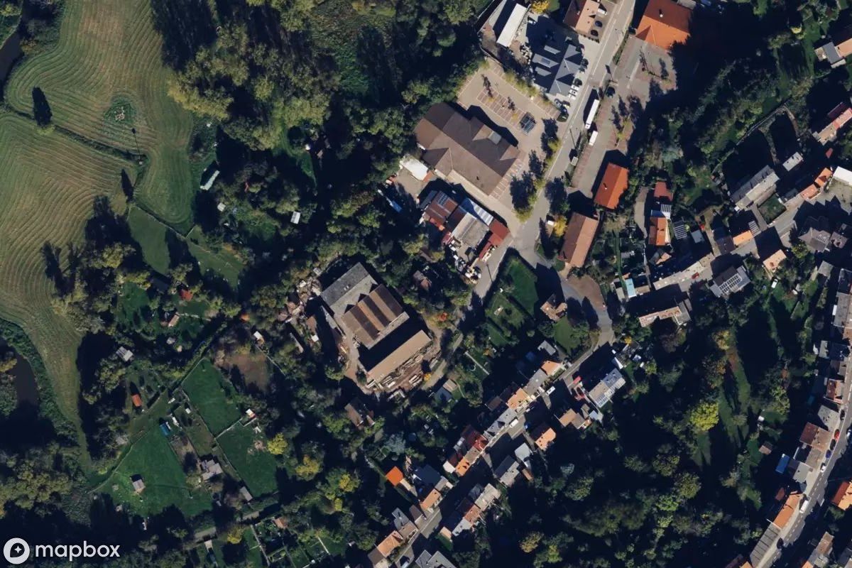 Aerial satellite view of Haus, an abandoned  in Neunkirchen, Germany