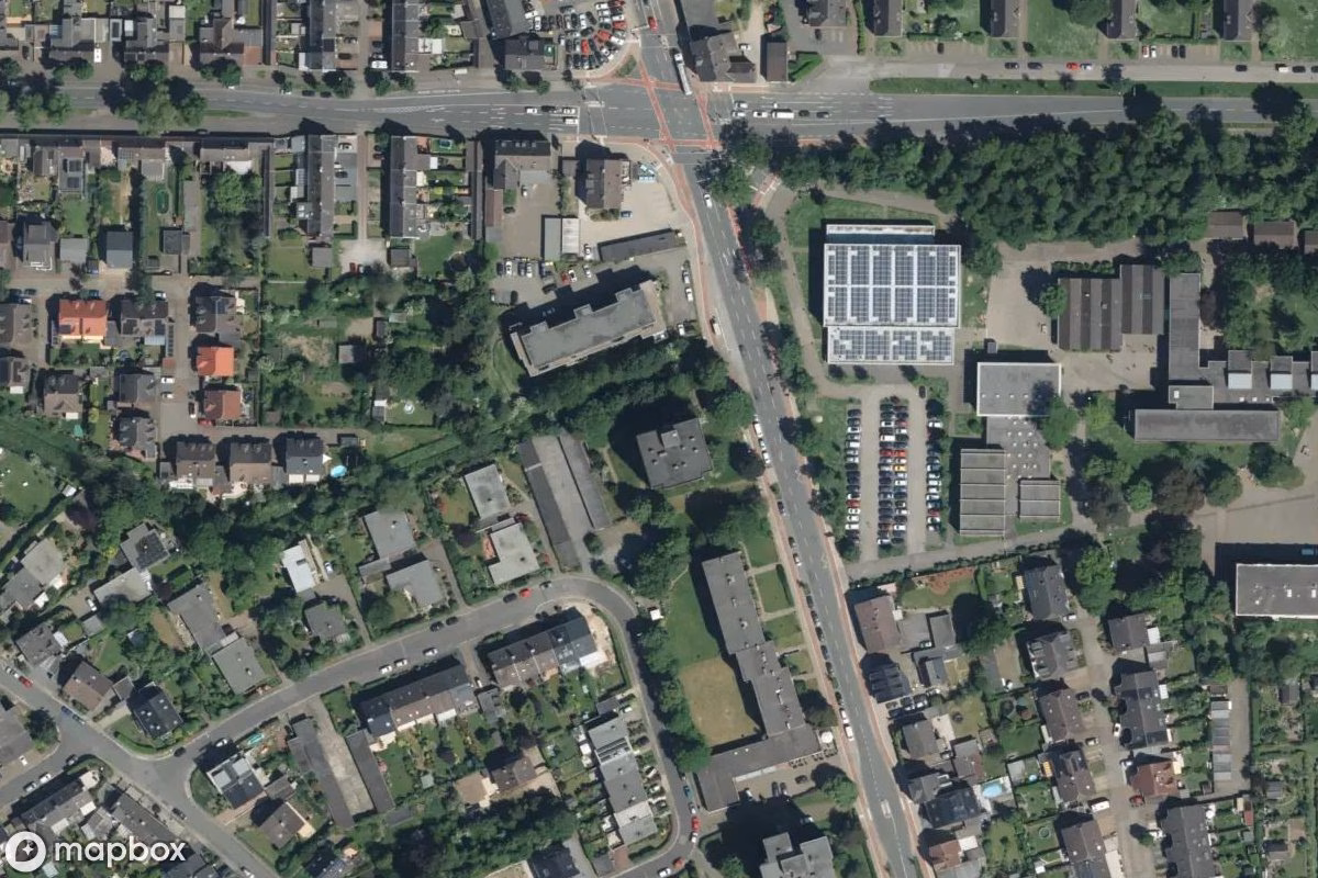 Satellitbild från luften av Hochhaus, en övergiven i Moers, Tyskland