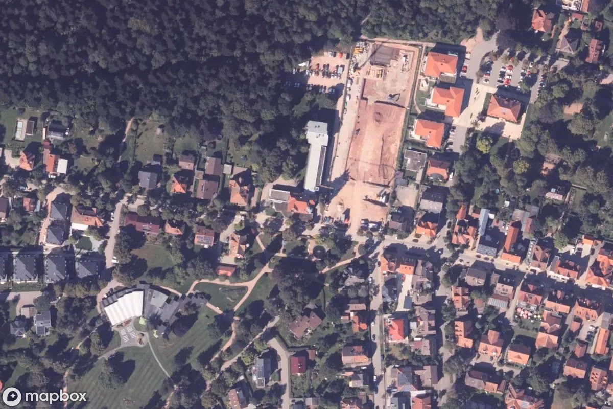 Aerial satellite view of Krankenhaus, an abandoned Hospital in Königsfeld, Germany