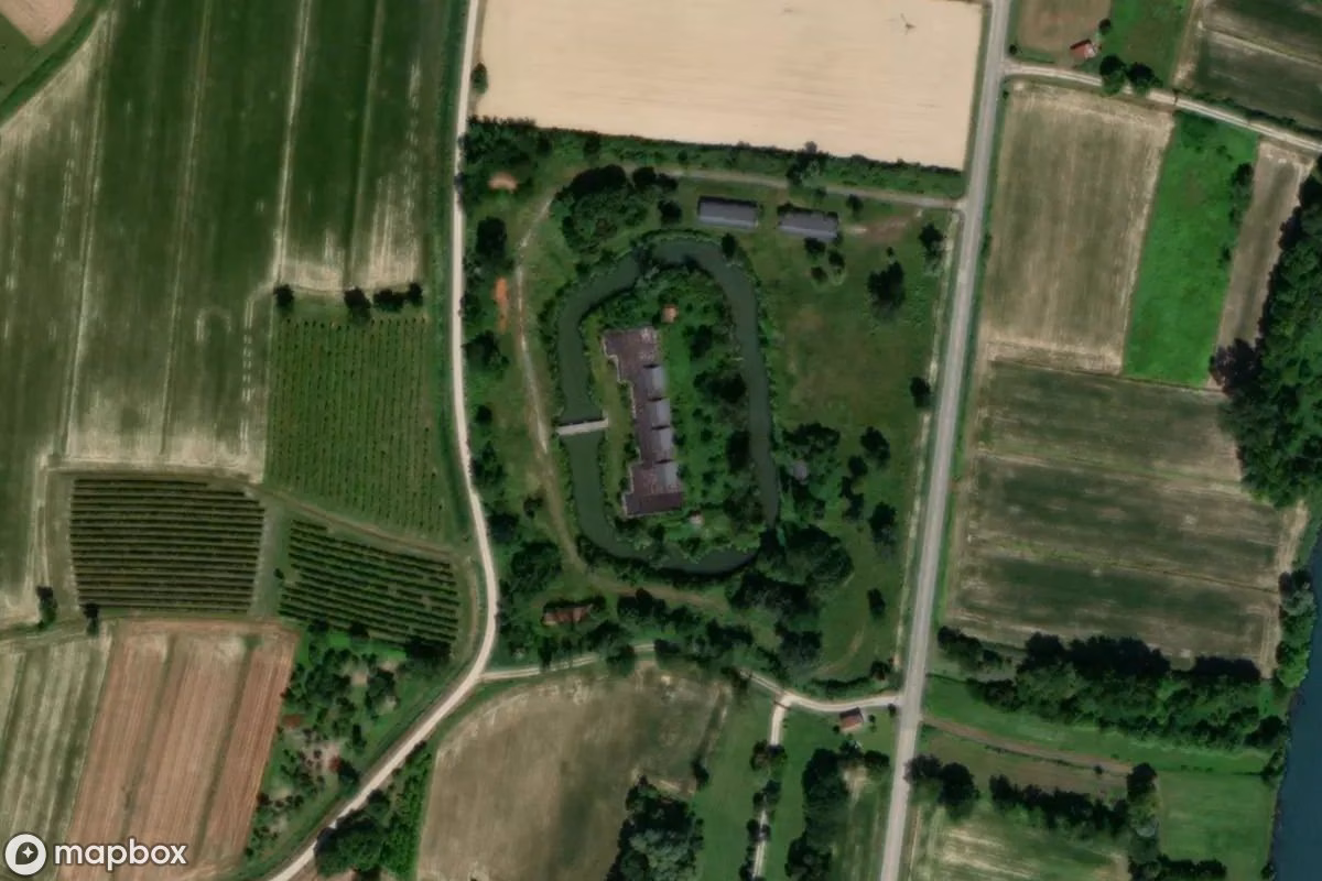 Aerial satellite view of Festung, an abandoned Military Site in Precenicco / Prissinins, Italy