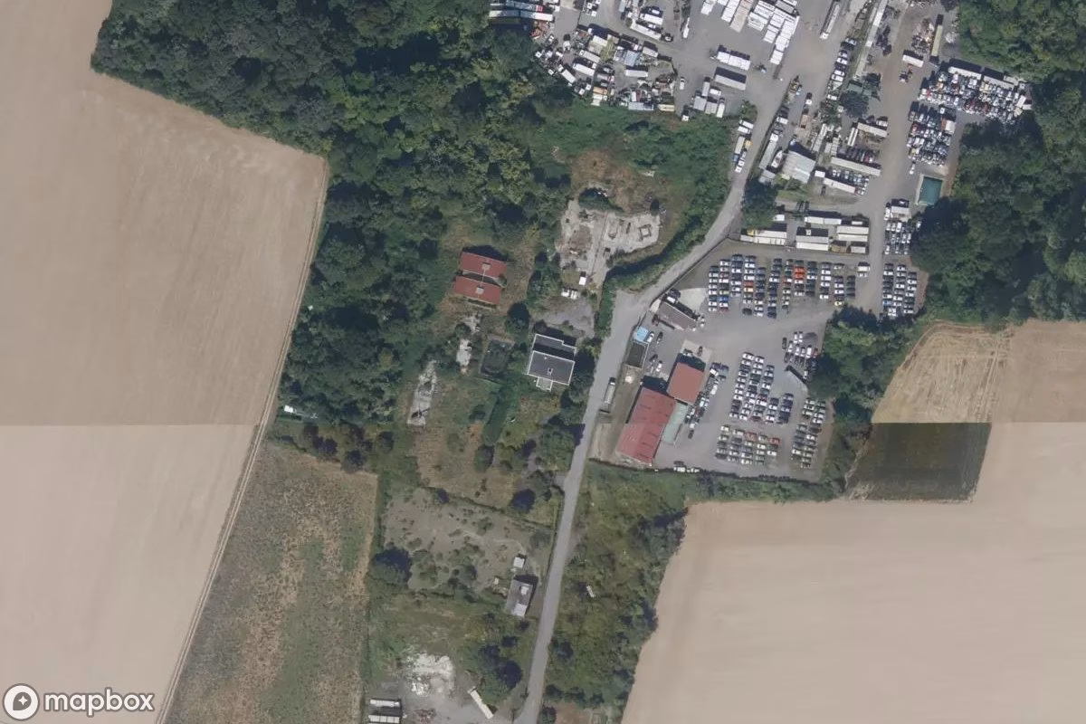 Aerial satellite view of Maison Du Chef, an abandoned Residence in Cuisy, France