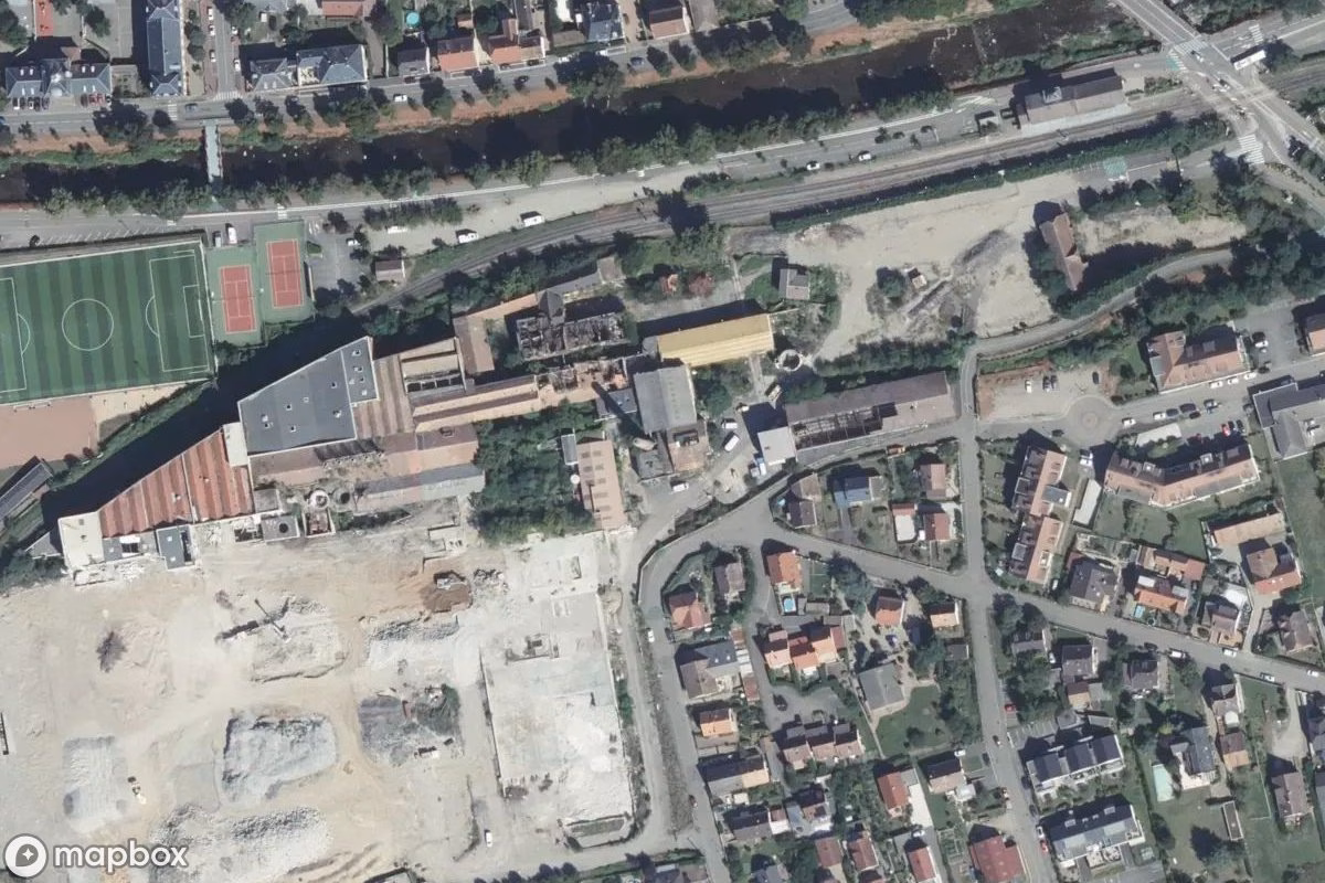 Aerial satellite view of Papierfabrik, an abandoned Factory in Turckheim, France