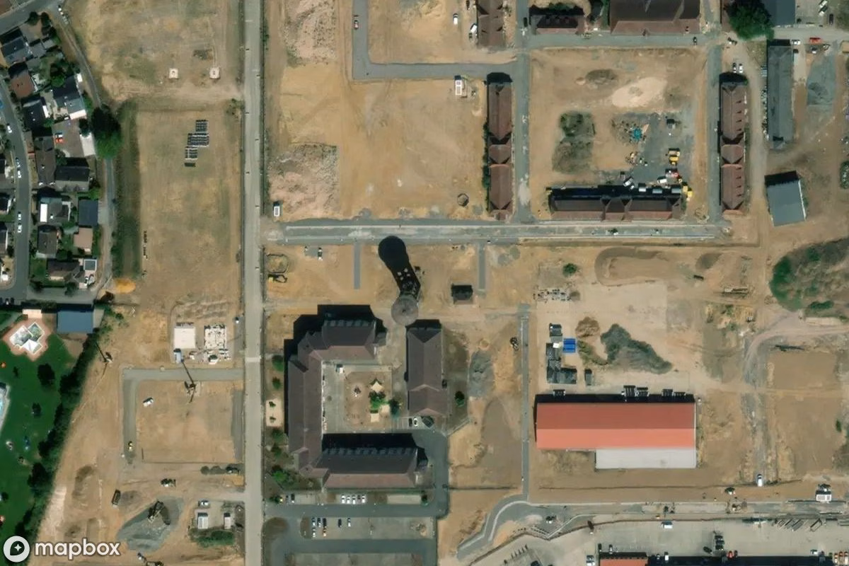Aerial satellite view of Wasserturm, an abandoned Tower in Babenhausen, Germany