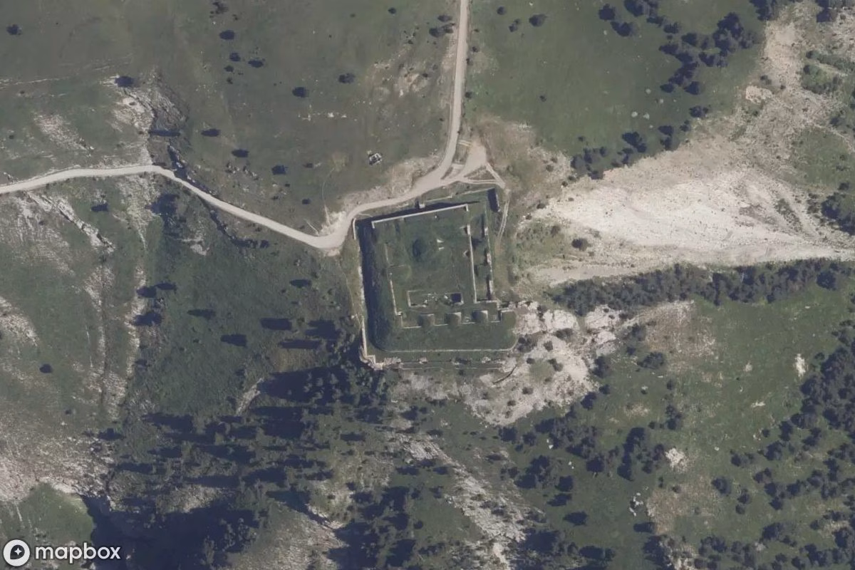 Aerial satellite view of Fort de Marguerie, an abandoned Military Site in Tende, France