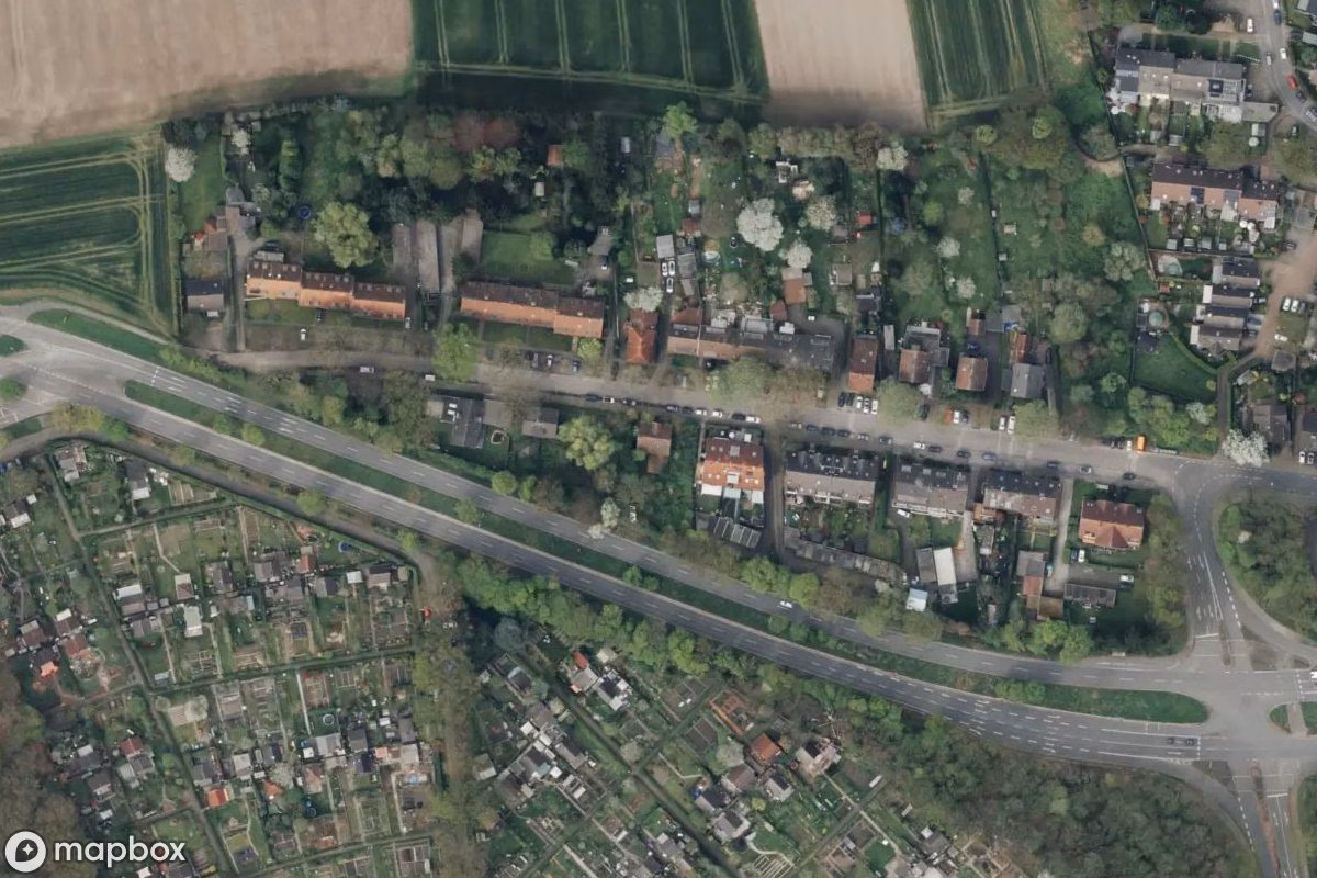 Satelitní letecký pohled na Wohnhaus, opuštěné Obytný dům v Gelsenkirchen, Německo