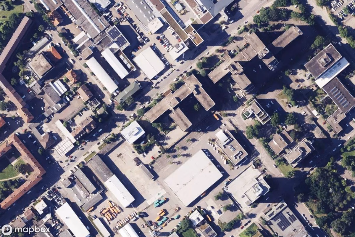 Satellietbeeld vanuit de lucht van Bürogebäude, een verlaten  in Mannheim, Duitsland