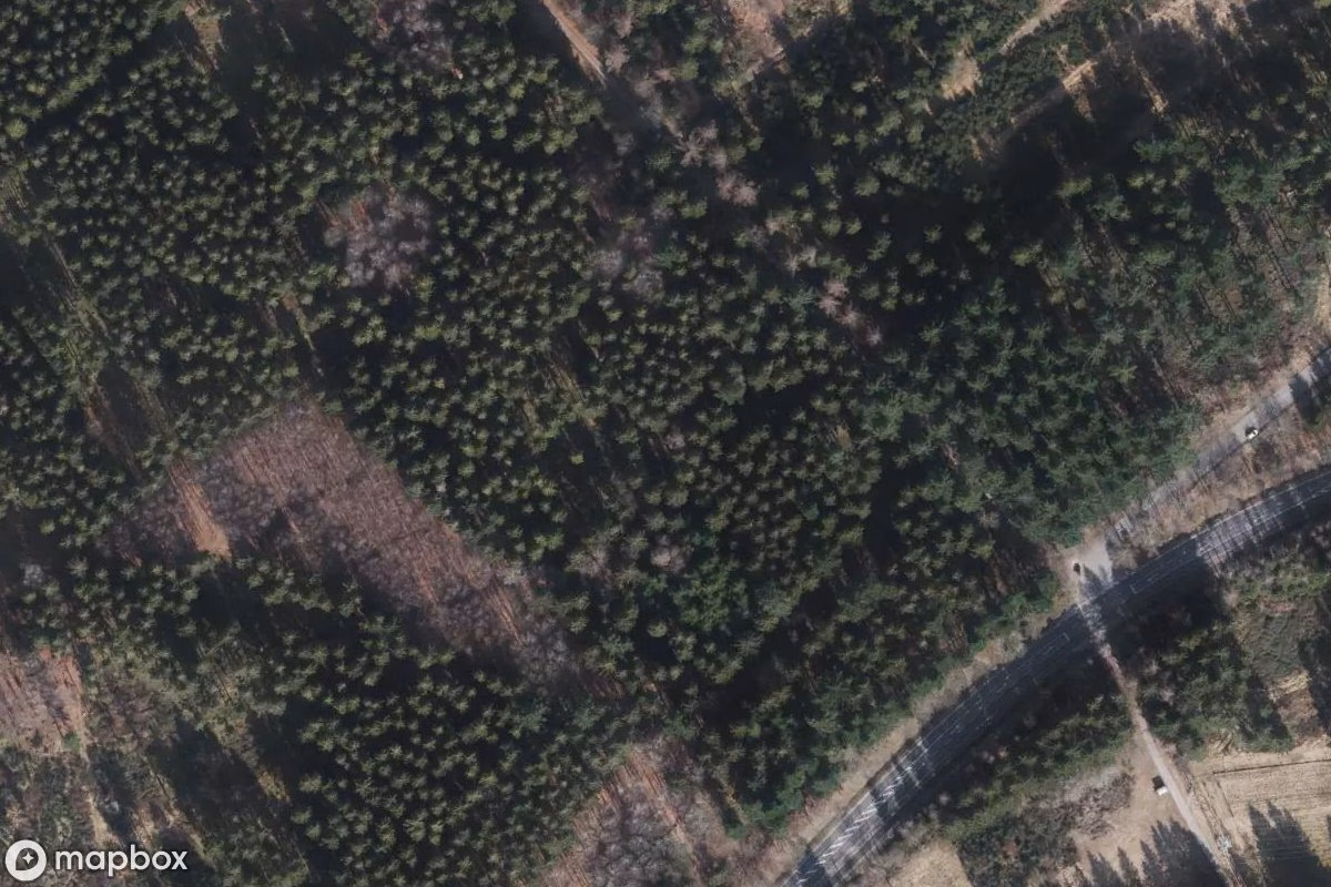 Satelitní letecký pohled na Reichsarbeitsdienstlager, opuštěné  v Simmerath, Německo