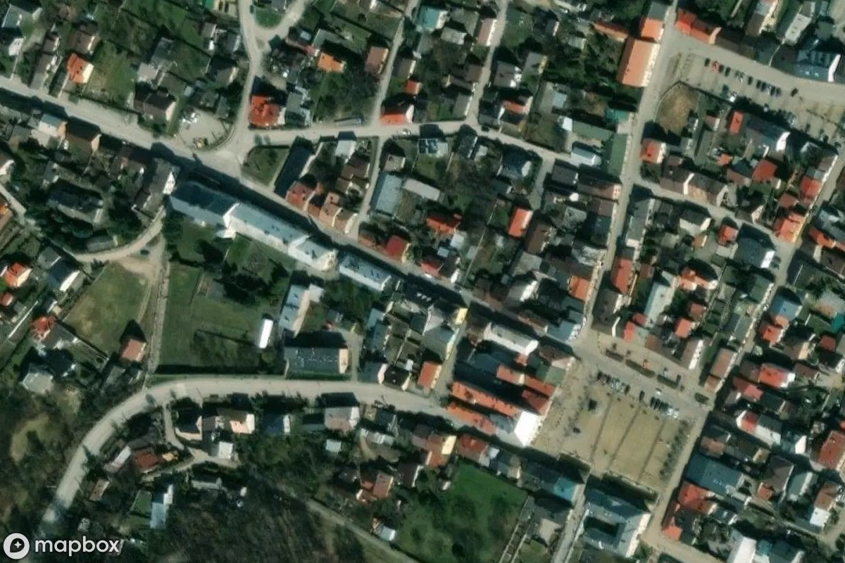 Satelitarny widok z lotu ptaka Niemczówka Chęciny, opuszczone Dom mieszkalny w Chęciny, Polska