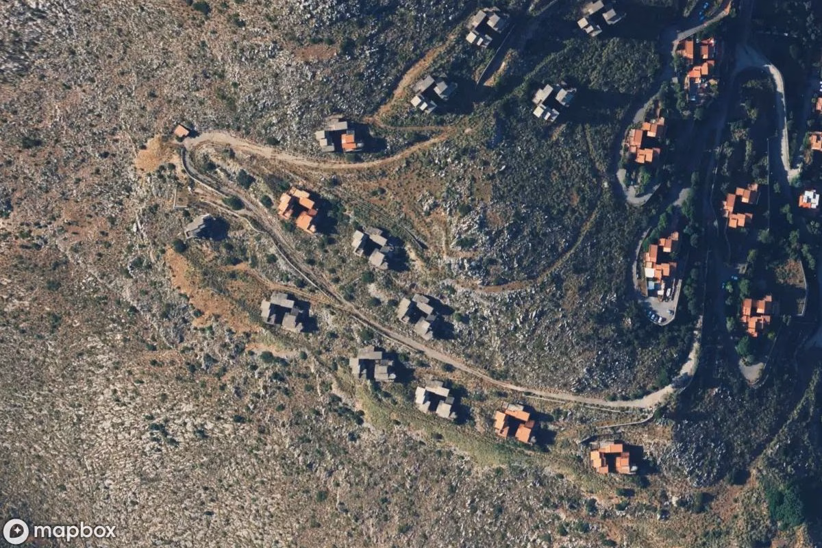 Satelitní letecký pohled na Häuser, opuštěné Obytný dům v Palermo, Itálie