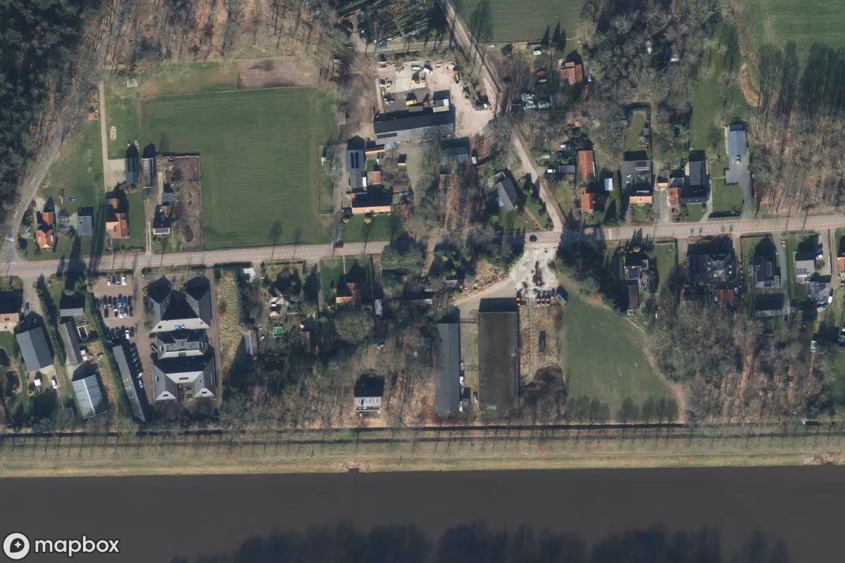 Aerial satellite view of Lost Place, an abandoned  in Almen, Netherlands