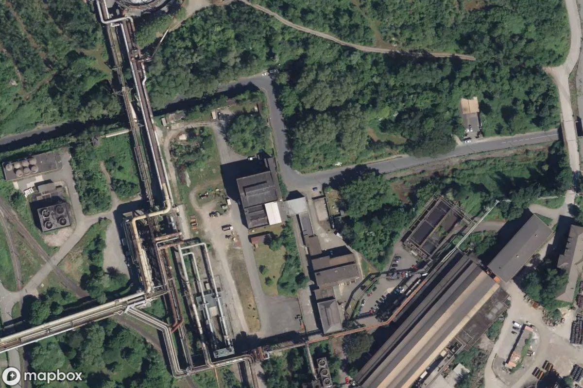 Műholdas légi felvétel Bunker helyszínről, egy elhagyatott Bunker itt: Duisburg, Németország