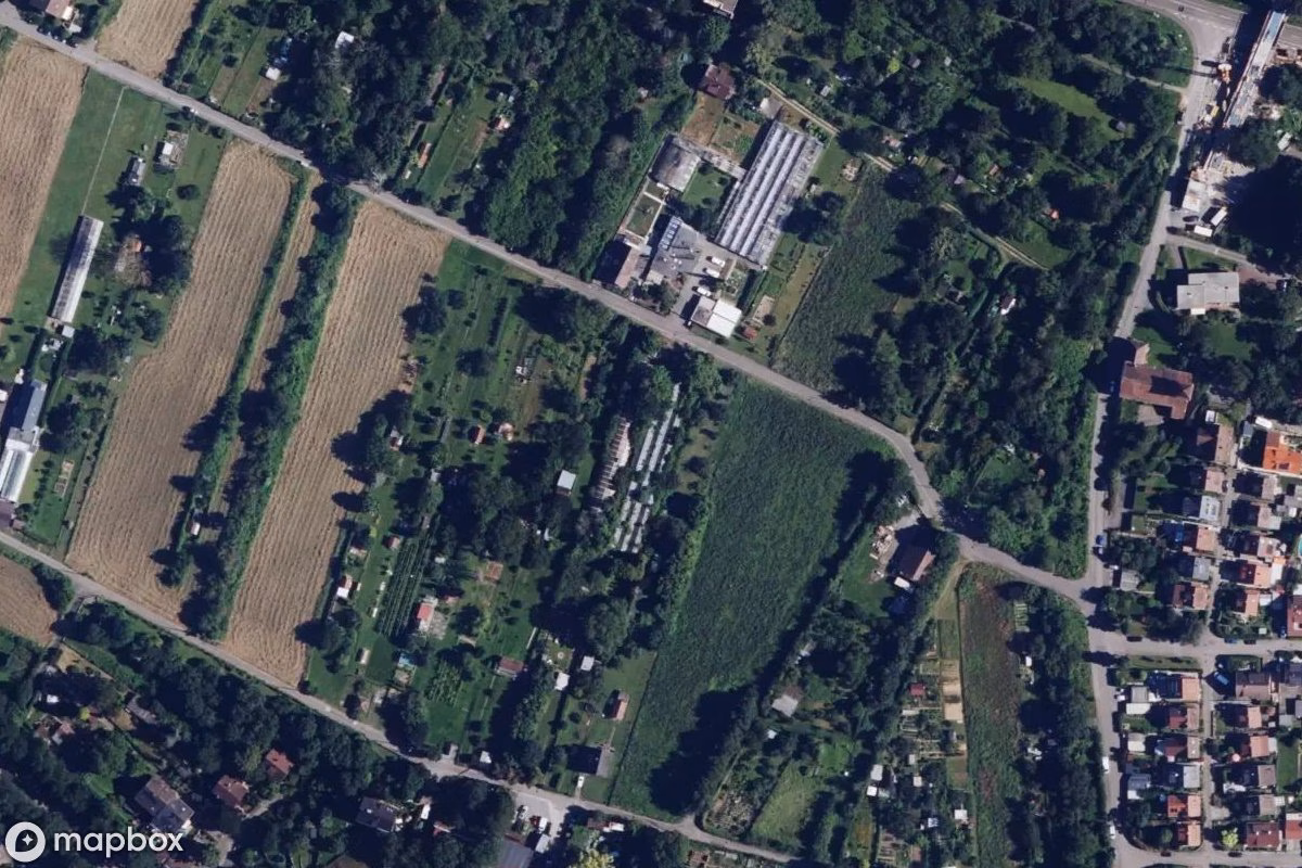 Aerial satellite view of Gewächshäuser, an abandoned Residence in Stuttgart, Germany