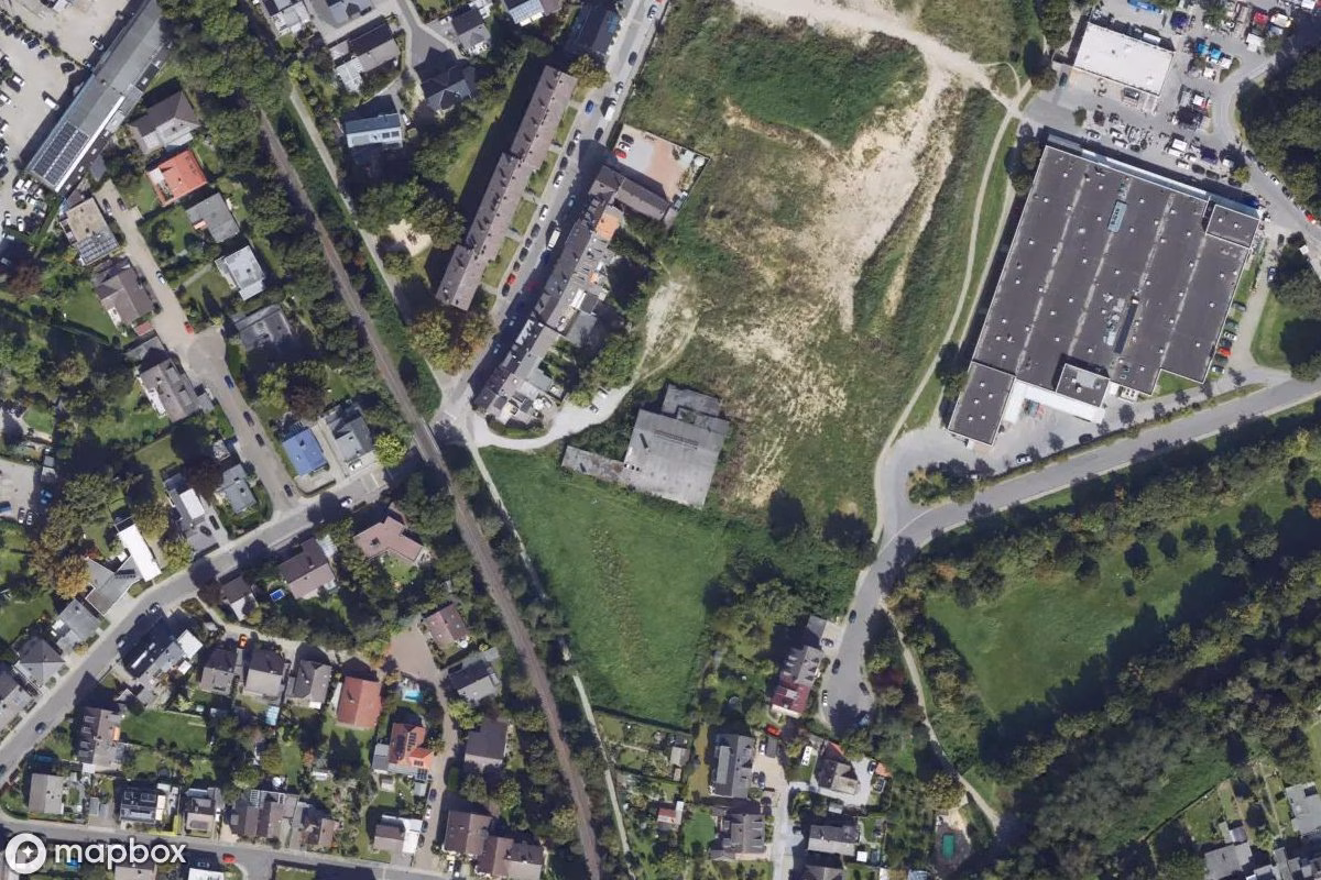 Satellitbillede set fra luften af Fabrik, et forladt Fabrik i Jülich, Tyskland