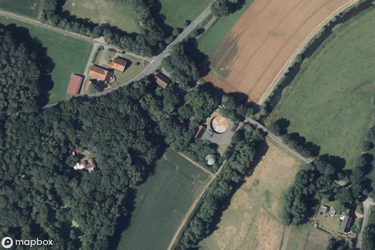 Satellietbeeld vanuit de lucht van Kornbrennerei, een verlaten Fabriek in Warendorf, Duitsland