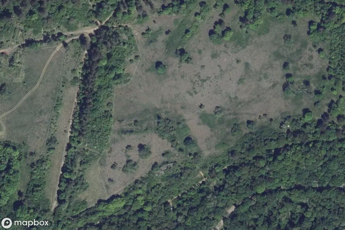 Satellittbilde fra luften av Festivités Mondiale, et forlatt Fornøyelsespark i Scy-Chazelles, Frankrike