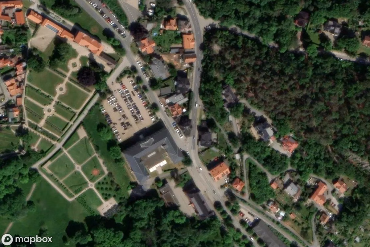 Aerial satellite view of Gaststätte, an abandoned Restaurant in Blankenburg, Germany