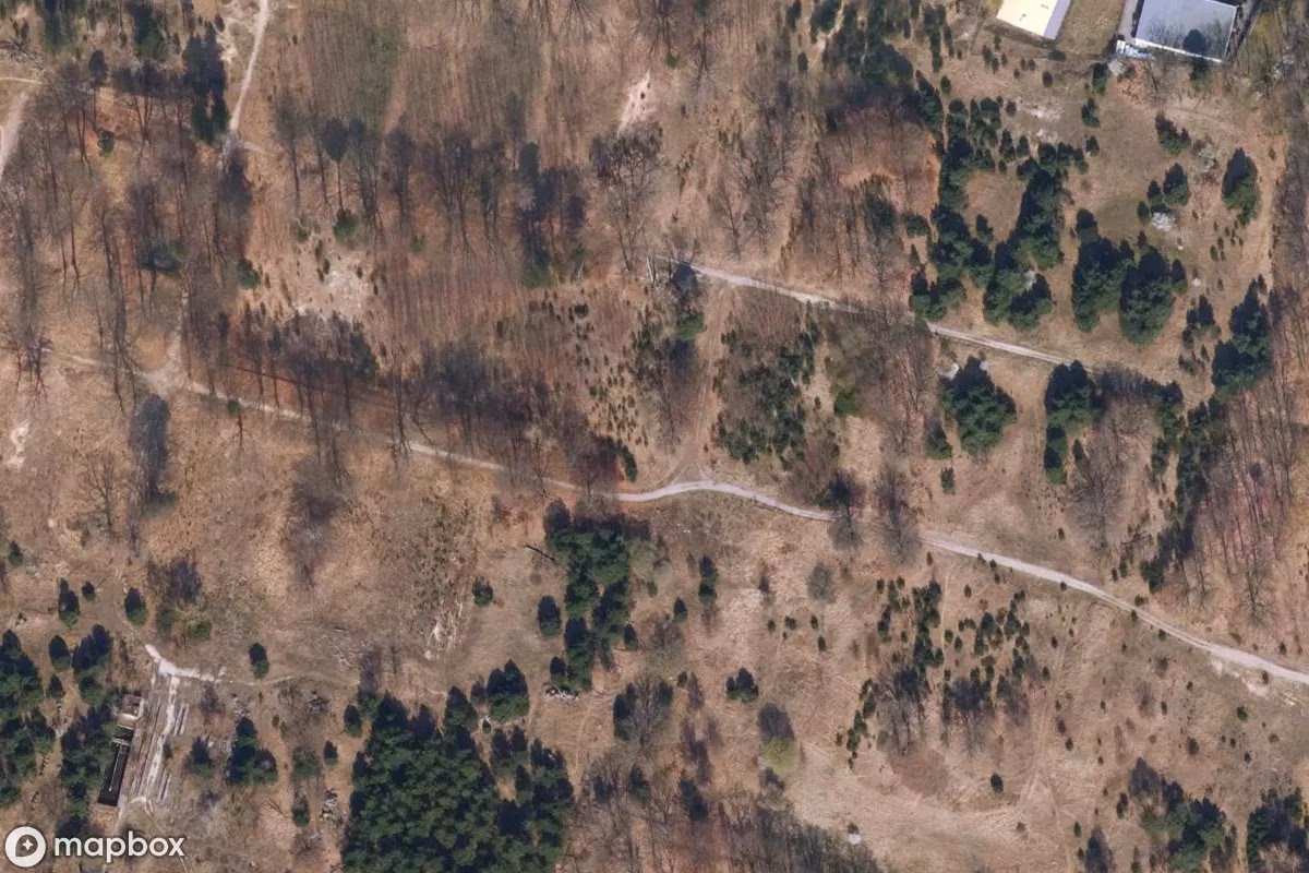 Satelitní letecký pohled na Panzerkaserne, opuštěné Vojenský objekt v Eberswalde, Německo