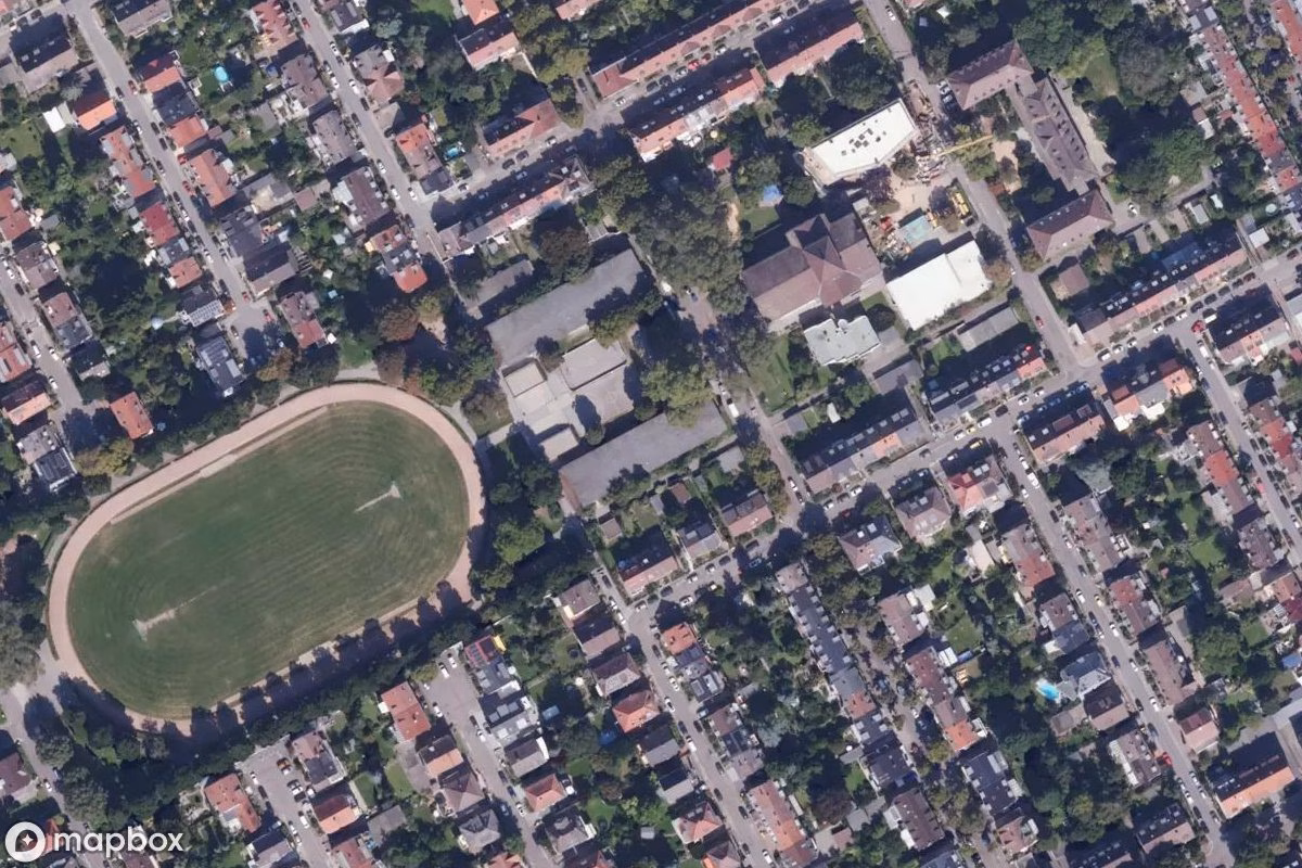 Satellitbillede set fra luften af Bunker, et forladt Bunker i Mannheim, Tyskland