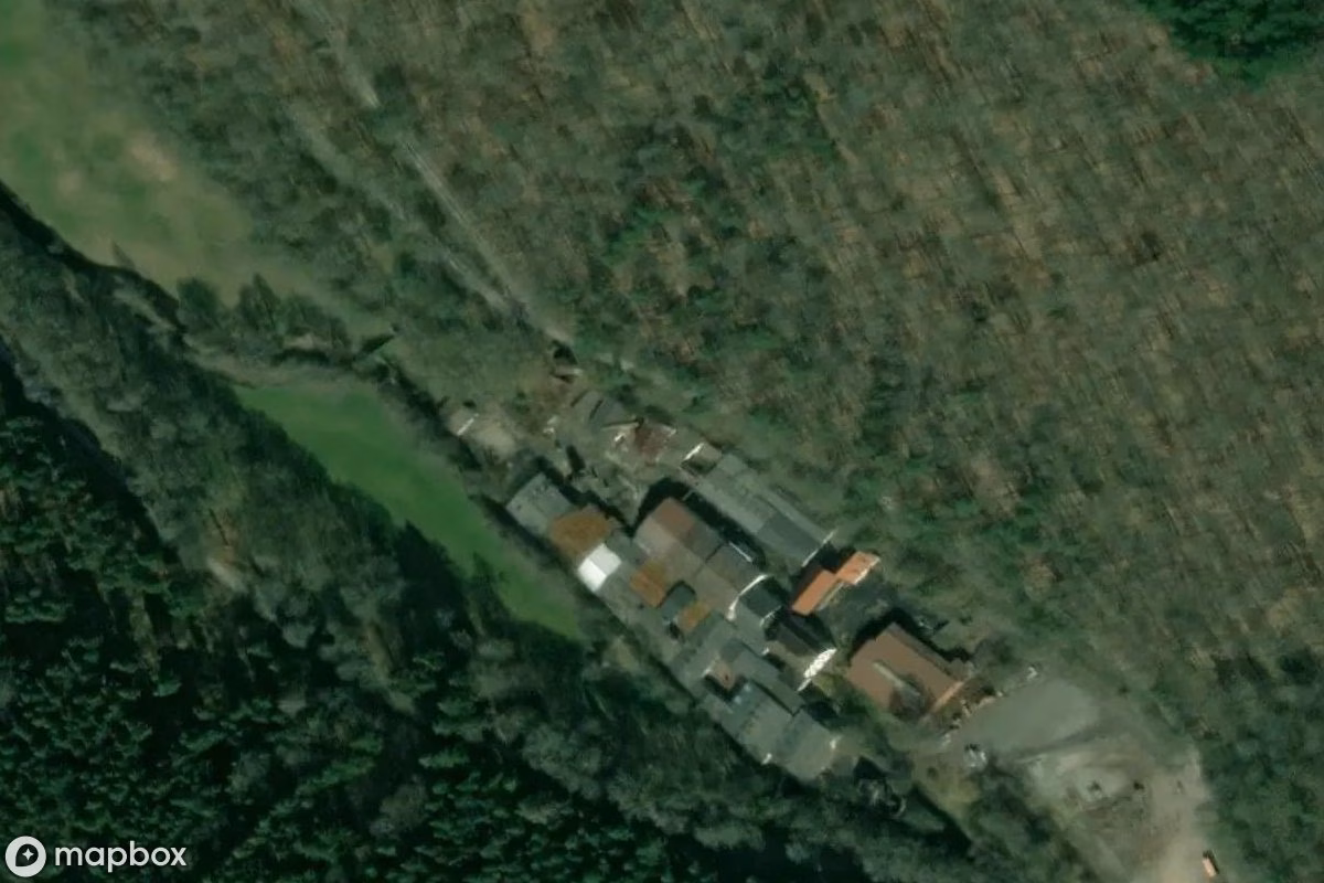 Aerial satellite view of Papierfabrik, an abandoned Factory in Gräfendorf, Germany