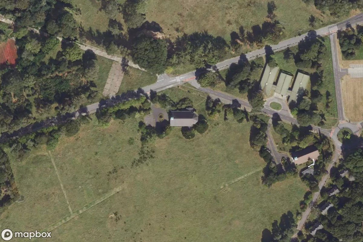 Satelitní letecký pohled na Kirche, opuštěné Kostel v Mönchengladbach, Německo