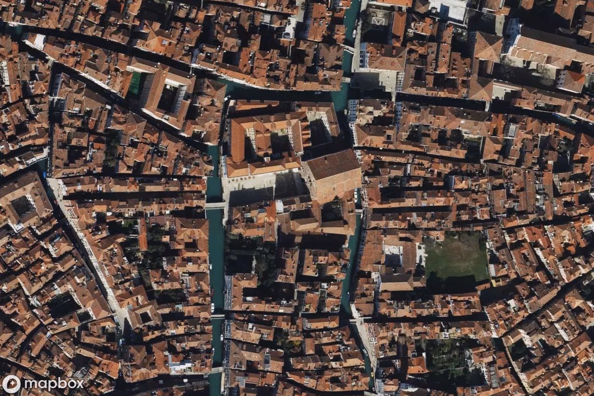 Műholdas légi felvétel Chiesa San Lorenzo helyszínről, egy elhagyatott Templom itt: Venice, Olaszország