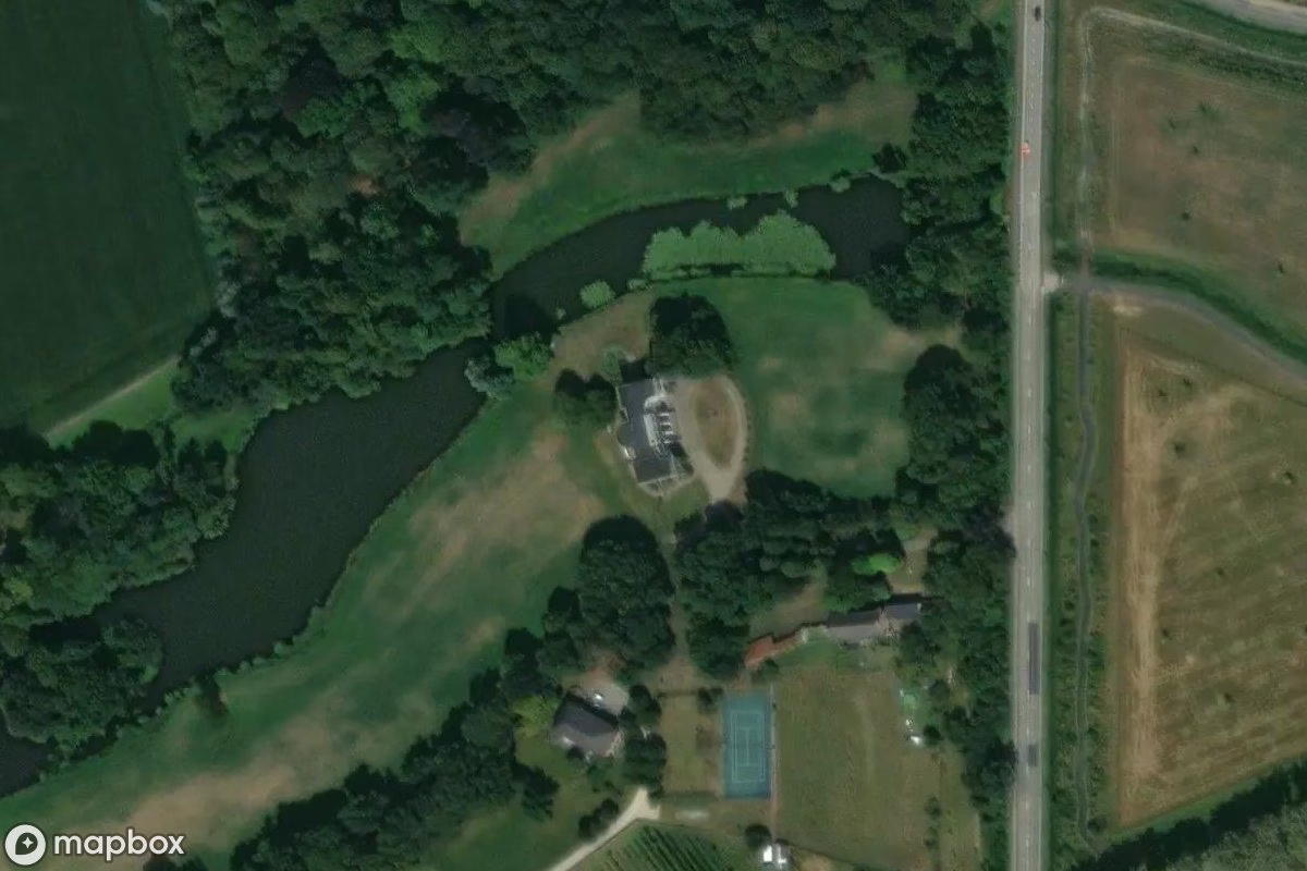 Aerial satellite view of Château des Lions, an abandoned Castle in Ghent, Belgium