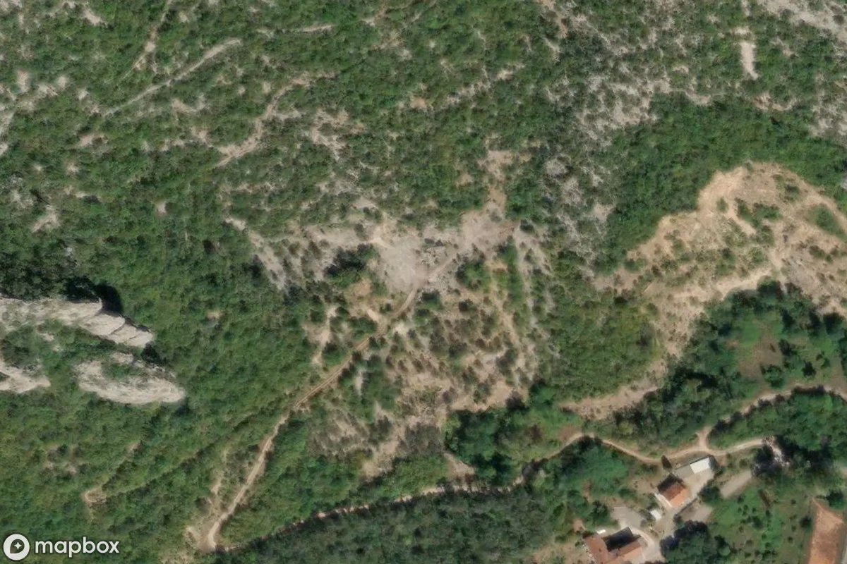 Aerial satellite view of Steinbruch, an abandoned Mine in Gradinje, Croatia