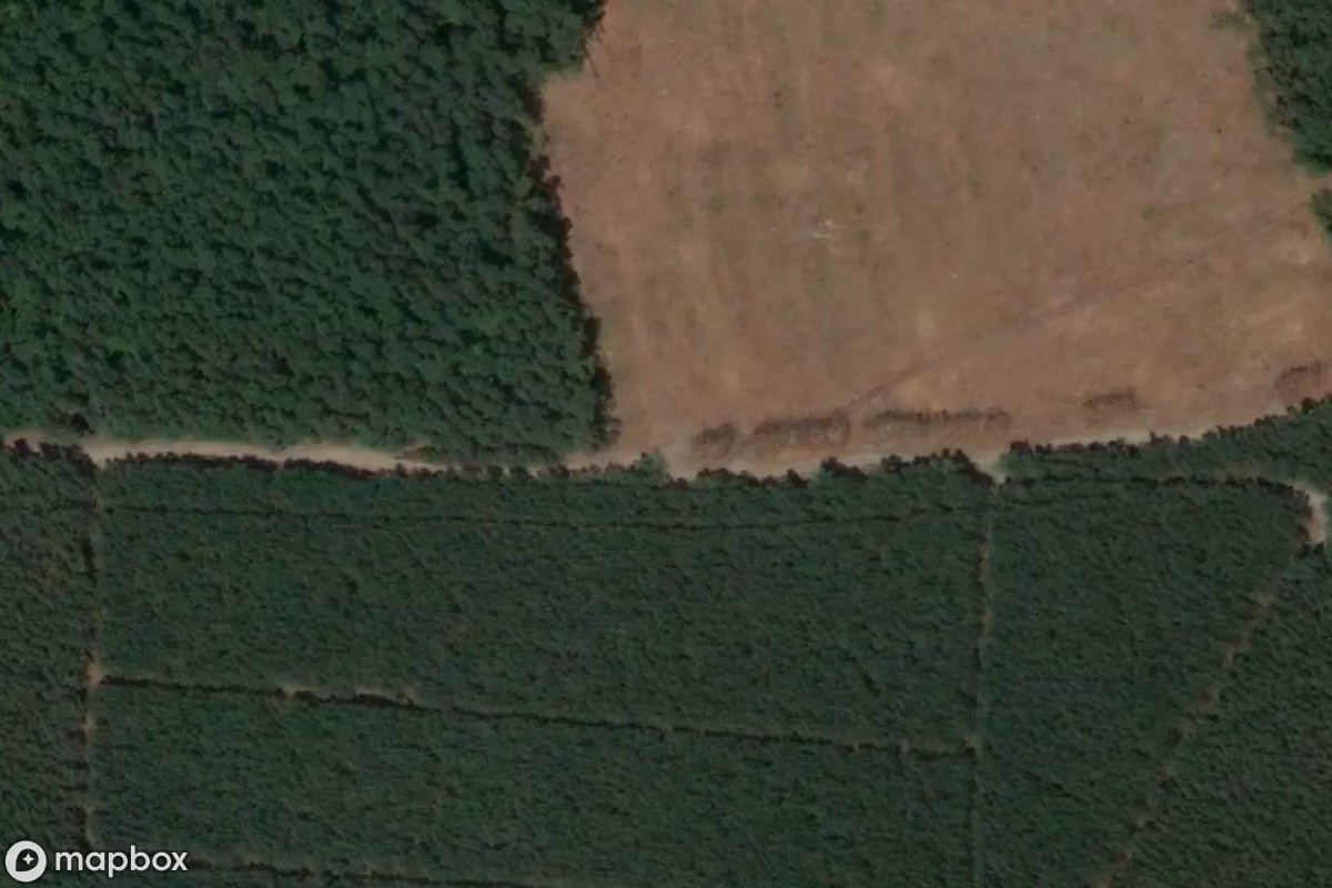 Satellitbillede set fra luften af Pierre suédoise Gruszeczka, et forladt  i Koniowo, Polen