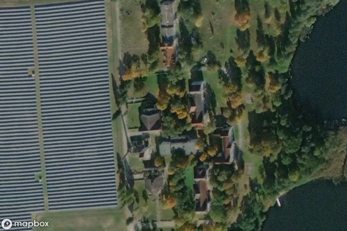 Aerial satellite view of Psychiatrie, an abandoned Hospital in Neustrelitz, Germany