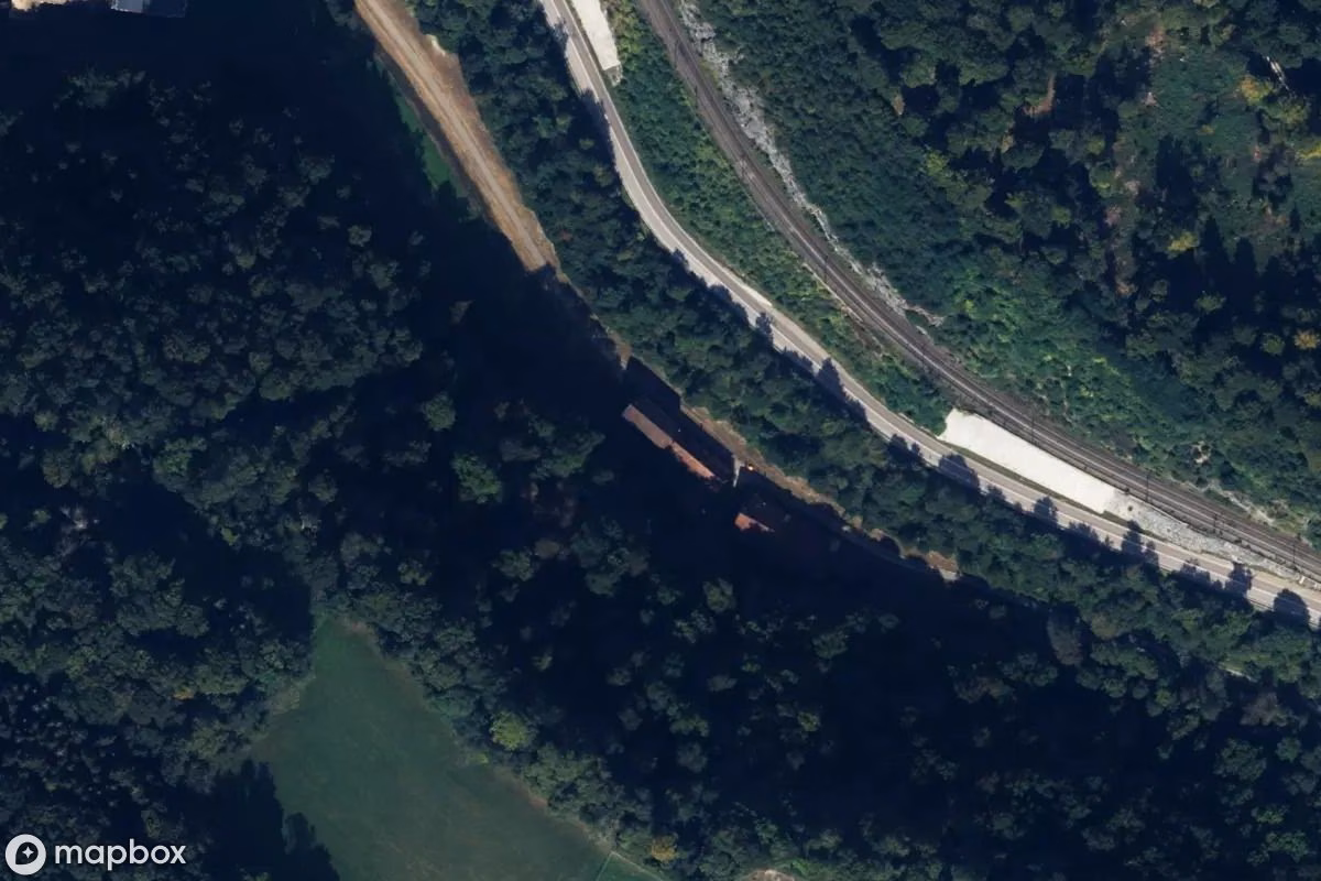 Aerial satellite view of Steigmühle, an abandoned Factory in Geislingen an der Steige, Germany