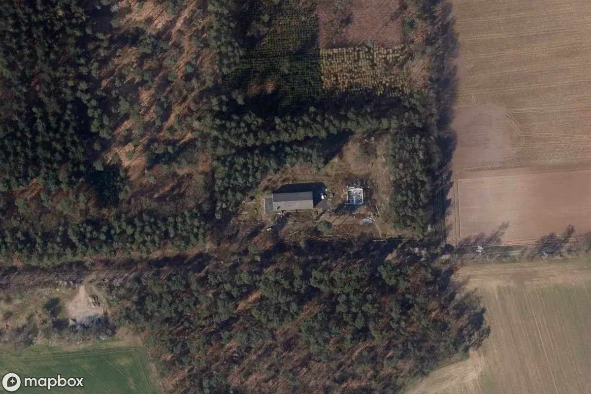 Aerial satellite view of Lagerhalle, an abandoned Industrial Site in Warmsen, Germany