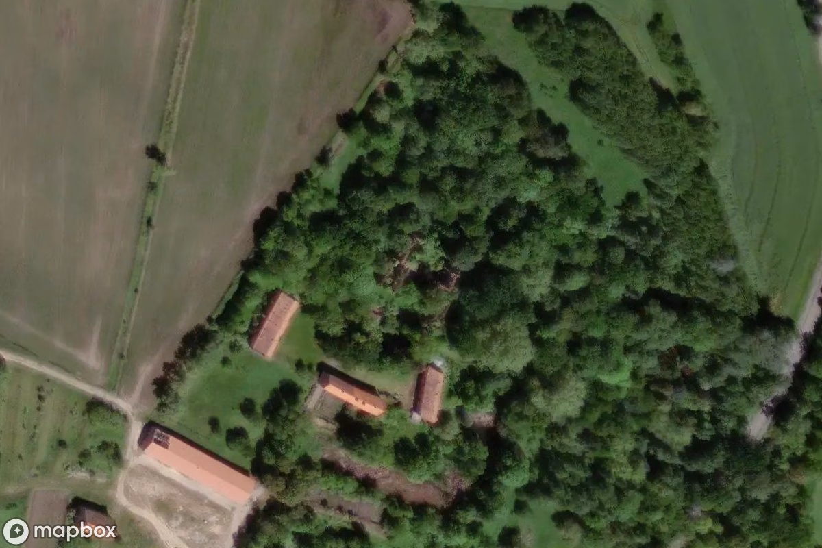 Vue aérienne satellite de Ruines Piela, un Ruine abandonné à Pielaszkowice, Pologne