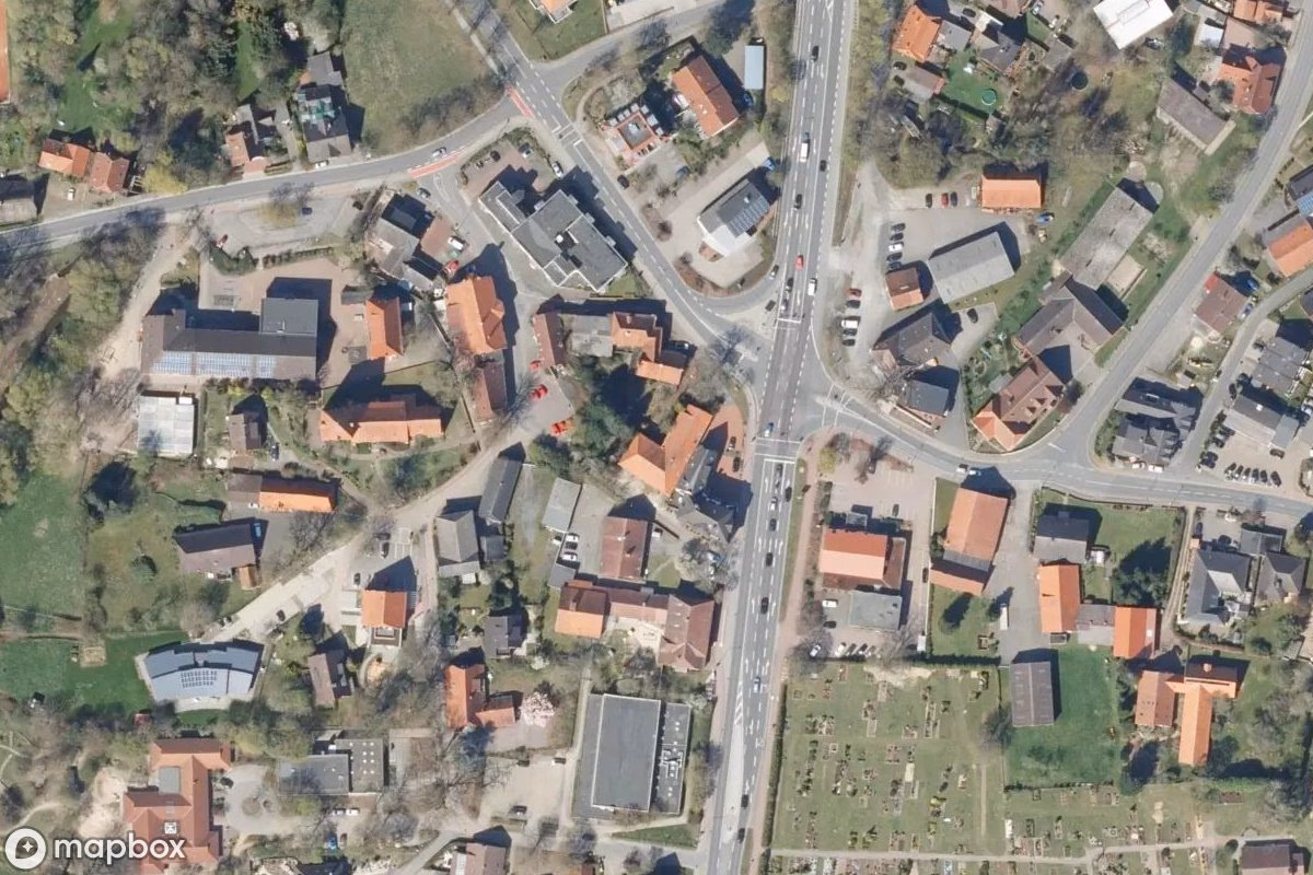 Satelitní letecký pohled na Schimmelhaus, opuštěné v Syke, Německo