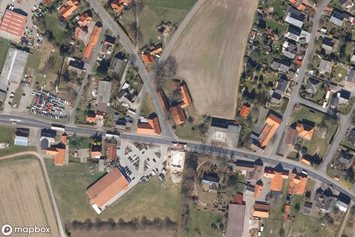 Aerial satellite view of Bauernhof, an abandoned Farm in Borstel, Germany